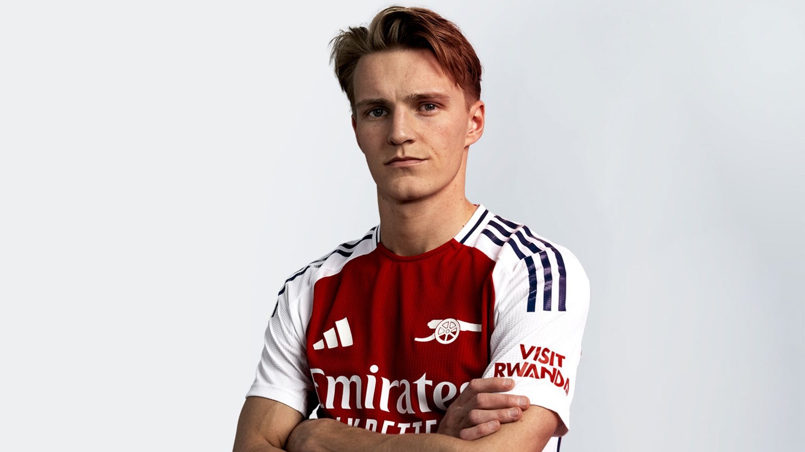 Martin Odegaard 2024 Arsenal Europa League Match Slim Red Home Soccer Jersey 2022-23