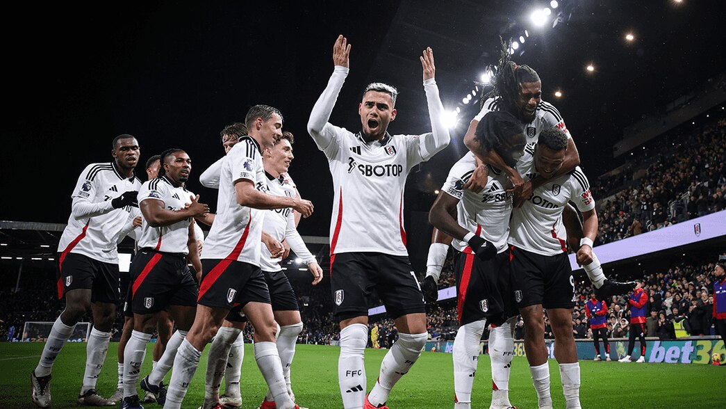 Fulham celebrate scoring against Brighton