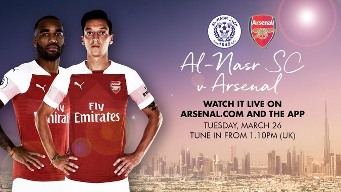 Watch our game v Al-Nasr LIVE on Arsenal.com | Club announcement | News