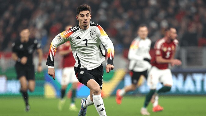 Kai Havertz playing for Germany against Hungary